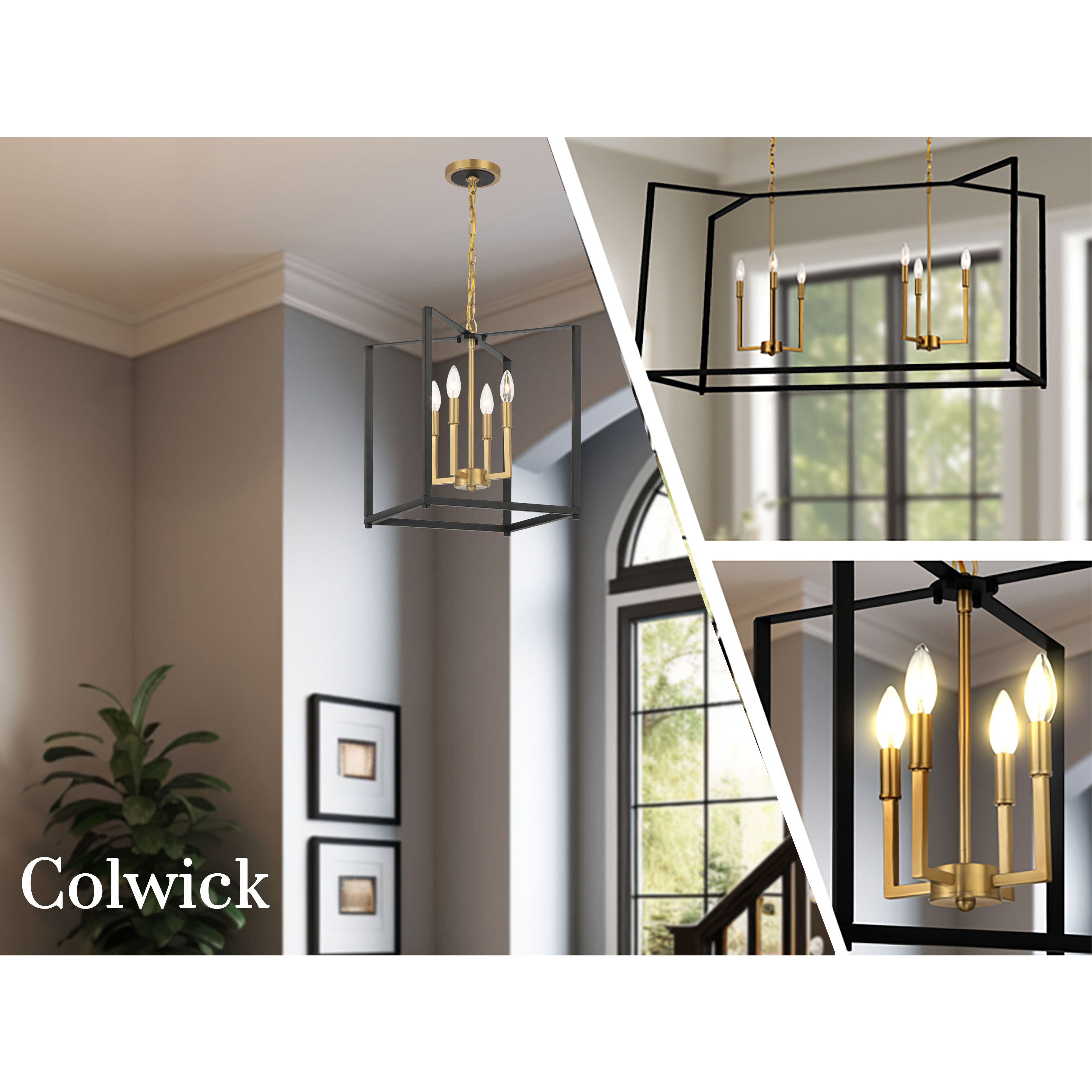 Colwick 4 Light 13.75 inch Matte Black and Signature Gold Pendant Ceiling Light